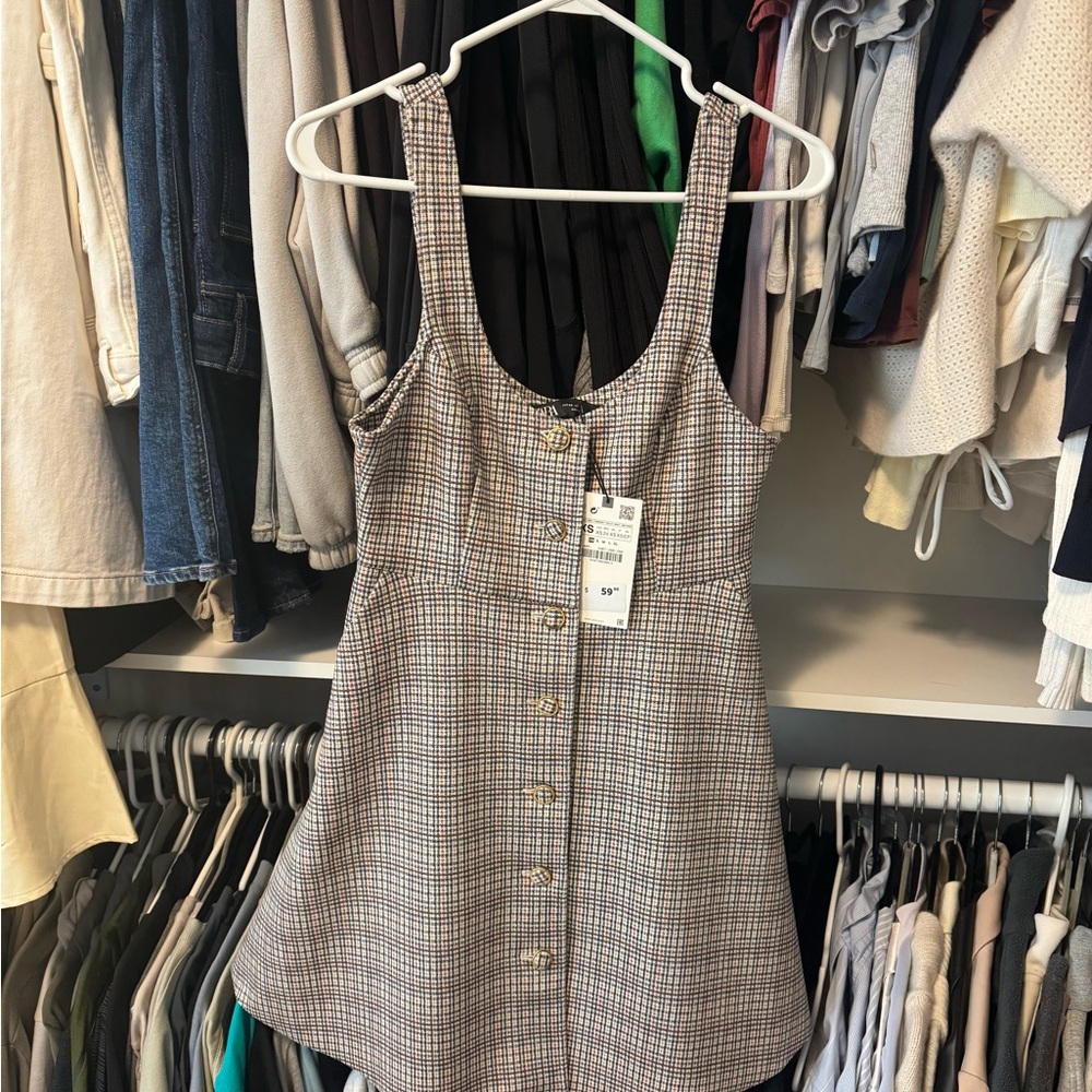 Zara checkered button down A-line Dress